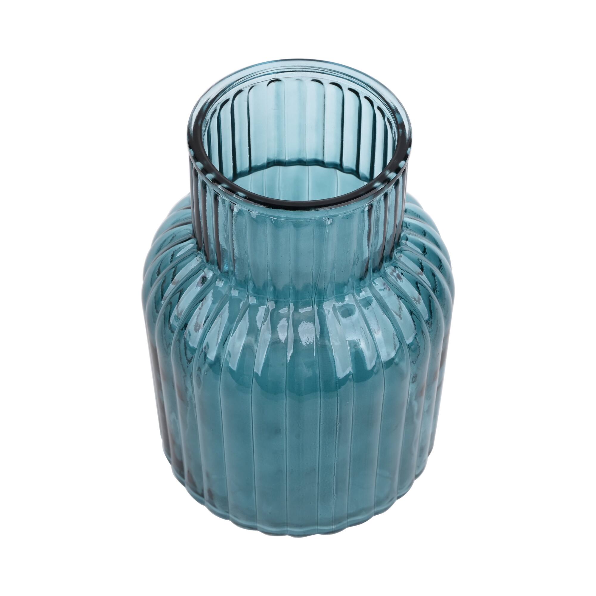 7.75" Blue Fluted Glass Tabletop Vase by Ashland®